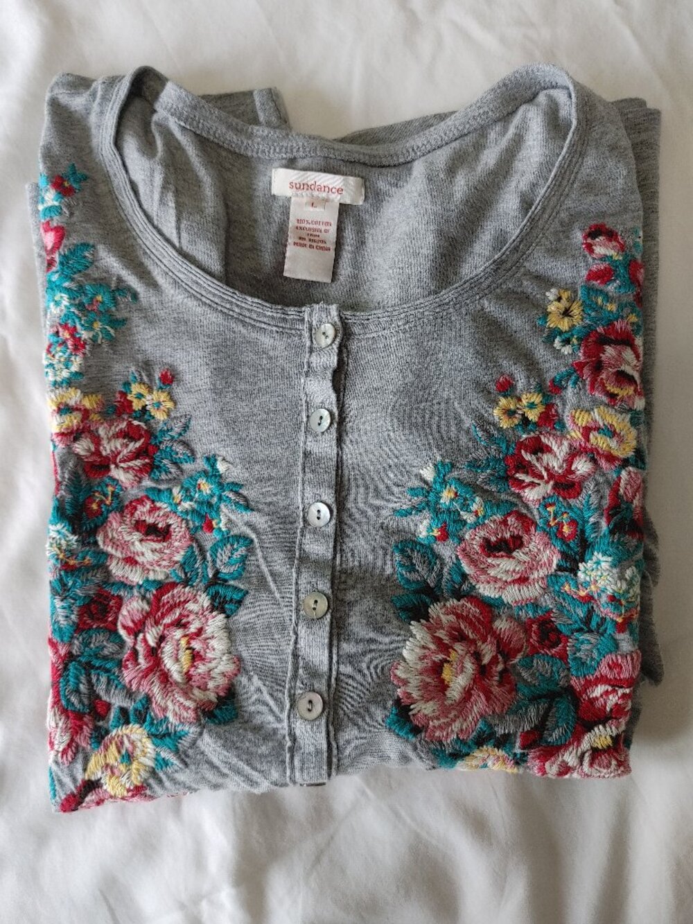Sundance GORGEOUS embroidered Top Sz LG